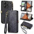 For Xiaomi Redmi Note 13 Pro+ Geometric Zipper Wallet Side Buckle Leather Phone Case(Black) - 1