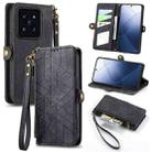 For Xiaomi 14 Geometric Zipper Wallet Side Buckle Leather Phone Case(Black) - 1
