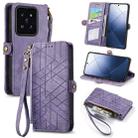 For Xiaomi 14 Pro Geometric Zipper Wallet Side Buckle Leather Phone Case(Purple) - 1