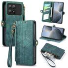 For Xiaomi Redmi K70E Geometric Zipper Wallet Side Buckle Leather Phone Case(Green) - 1