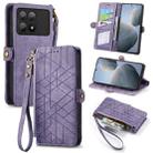 For Xiaomi Redmi K70E Geometric Zipper Wallet Side Buckle Leather Phone Case(Purple) - 1