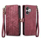 For Xiaomi Redmi 13C 5G Geometric Zipper Wallet Side Buckle Leather Phone Case(Red) - 1