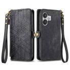 For Xiaomi Redmi 13C 5G Geometric Zipper Wallet Side Buckle Leather Phone Case(Black) - 1