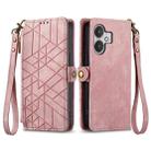 For Xiaomi Redmi 13C 5G Geometric Zipper Wallet Side Buckle Leather Phone Case(Pink) - 1