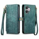 For Xiaomi Redmi 13C 5G Geometric Zipper Wallet Side Buckle Leather Phone Case(Green) - 1