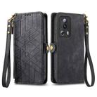 For Xiaomi 13 lite Geometric Zipper Wallet Side Buckle Leather Phone Case(Black) - 1