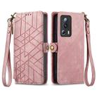 For Xiaomi 13 lite Geometric Zipper Wallet Side Buckle Leather Phone Case(Pink) - 1