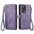 For Xiaomi 13 lite Geometric Zipper Wallet Side Buckle Leather Phone Case(Purple) - 1