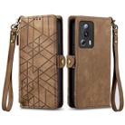 For Xiaomi 13 lite Geometric Zipper Wallet Side Buckle Leather Phone Case(Brown) - 1