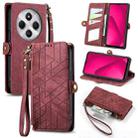 For Xiaomi Redmi 14C Geometric Zipper Wallet Side Buckle Leather Phone Case(Red) - 1