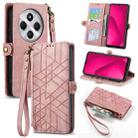 For Xiaomi Redmi 14C Geometric Zipper Wallet Side Buckle Leather Phone Case(Pink) - 1