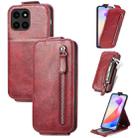 For Honor X6a Zipper Wallet Vertical Flip Leather Phone Case(Red) - 1