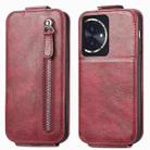 For Honor 100 5G Zipper Wallet Vertical Flip Leather Phone Case(Red) - 1