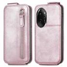 For Honor 100 Pro Zipper Wallet Vertical Flip Leather Phone Case(Pink) - 1