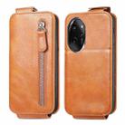 For Honor 100 Pro Zipper Wallet Vertical Flip Leather Phone Case(Brown) - 1