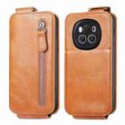 For Honor Magic6 Zipper Wallet Vertical Flip Leather Phone Case(Brown) - 1