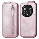 For Honor Magic6 Pro Zipper Wallet Vertical Flip Leather Phone Case(Pink) - 1