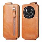 For Honor Magic6 Pro Zipper Wallet Vertical Flip Leather Phone Case(Brown) - 1