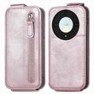 For Honor X40 5G Zipper Wallet Vertical Flip Leather Phone Case(Pink) - 1