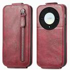 For Honor X40 5G Zipper Wallet Vertical Flip Leather Phone Case(Red) - 1