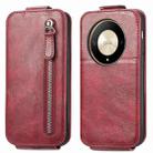 For Honor X9b Zipper Wallet Vertical Flip Leather Phone Case(Red) - 1