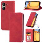 For Xiaomi Redmi 13C Retro Skin Feel Magnetic Flip Leather Phone Case(Red) - 1