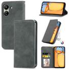 For Xiaomi Redmi 13C Retro Skin Feel Magnetic Flip Leather Phone Case(Grey) - 1