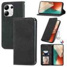 For Xiaomi Redmi Note 13 4G Retro Skin Feel Magnetic Flip Leather Phone Case(Black) - 1