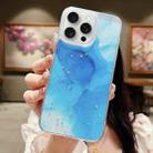For iPhone 15 Pro Ink Smudged Glitter TPU Phone Case(Blue) - 1