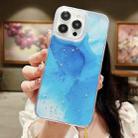 For iPhone 14 Pro Max Ink Smudged Glitter TPU Phone Case(Blue) - 1