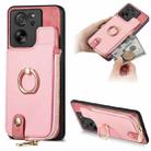 For Xiaomi 13T / 13T Pro Cross Leather Ring Vertical Zipper Wallet Back Phone Case(Pink) - 1