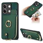 For Xiaomi Redmi Note 13 Cross Leather Ring Vertical Zipper Wallet Back Phone Case(Green) - 1