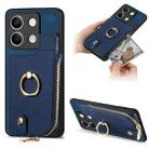 For Xiaomi Redmi Note 13 Cross Leather Ring Vertical Zipper Wallet Back Phone Case(Blue) - 1