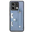 For Xiaomi Redmi Note 13 Pro Wristband Kickstand Card Wallet Back Phone Case with Tool Knife(Blue) - 1