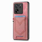 For Xiaomi 13T / 13T Pro Denim Texture Leather Skin Phone Case with Card Slot(Pink) - 1