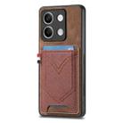 For Xiaomi Redmi Note 13 Denim Texture Leather Skin Phone Case with Card Slot(Brown) - 1