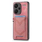 For Xiaomi Redmi Note 13 Pro+ Denim Texture Leather Skin Phone Case with Card Slot(Pink) - 1