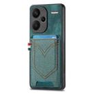 For Xiaomi Redmi Note 13 Pro+ Denim Texture Leather Skin Phone Case with Card Slot(Green) - 1