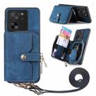 For Xiaomi 13T / 13T Pro Crossbody Multi-function Zipper Wallet Phone Case(Blue) - 1