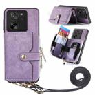 For Xiaomi 13T / 13T Pro Crossbody Multi-function Zipper Wallet Phone Case(Purple) - 1