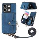 For Xiaomi Redmi Note 13 Crossbody Multi-function Zipper Wallet Phone Case(Blue) - 1