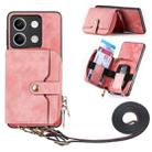 For Xiaomi Redmi Note 13 Crossbody Multi-function Zipper Wallet Phone Case(Pink) - 1