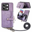 For Xiaomi Redmi Note 13 Crossbody Multi-function Zipper Wallet Phone Case(Purple) - 1