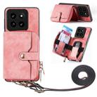 For Xiaomi 14 Pro Crossbody Multi-function Zipper Wallet Phone Case(Pink) - 1