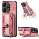 For Xiaomi Redmi Note 13 Pro+ Retro Cross Wristband Wallet Leather Back Phone Case(Pink) - 1