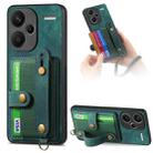 For Xiaomi Redmi Note 13 Pro+ Retro Cross Wristband Wallet Leather Back Phone Case(Green) - 1