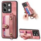For Xiaomi Redmi Note 13 Retro Cross Wristband Wallet Leather Back Phone Case(Pink) - 1