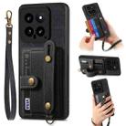 For Xiaomi 14 Retro Cross Wristband Wallet Leather Back Phone Case(Black) - 1