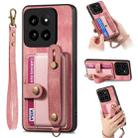 For Xiaomi 14 Pro Retro Cross Wristband Wallet Leather Back Phone Case(Pink) - 1
