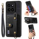 For Xiaomi 14 Pro Retro Cross Wristband Wallet Leather Back Phone Case(Black) - 1